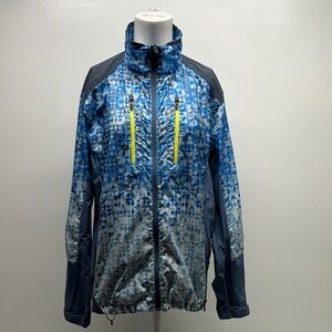 Columbia Windbreaker Hooded Jacket Lightweight Thin Coat Full Zip Blue Large